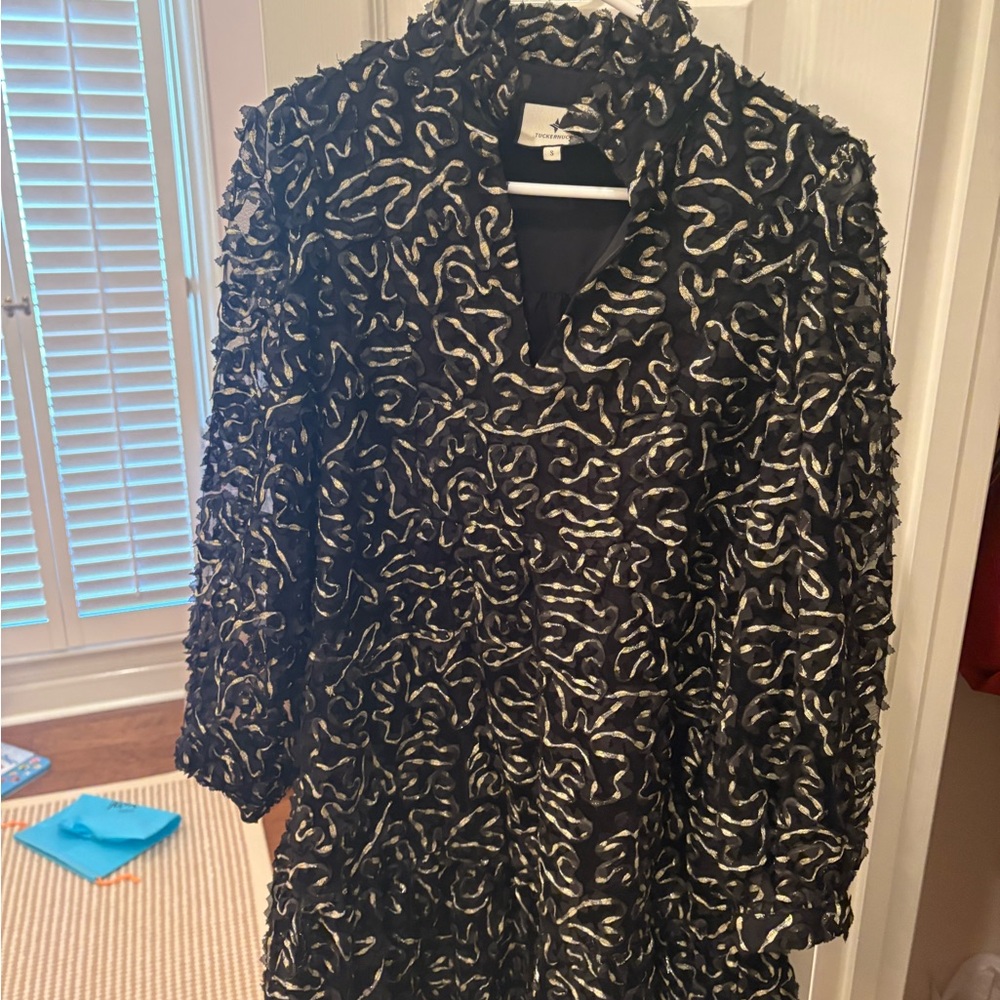 Tuckernuck Black and Silver Textured Mini Dress